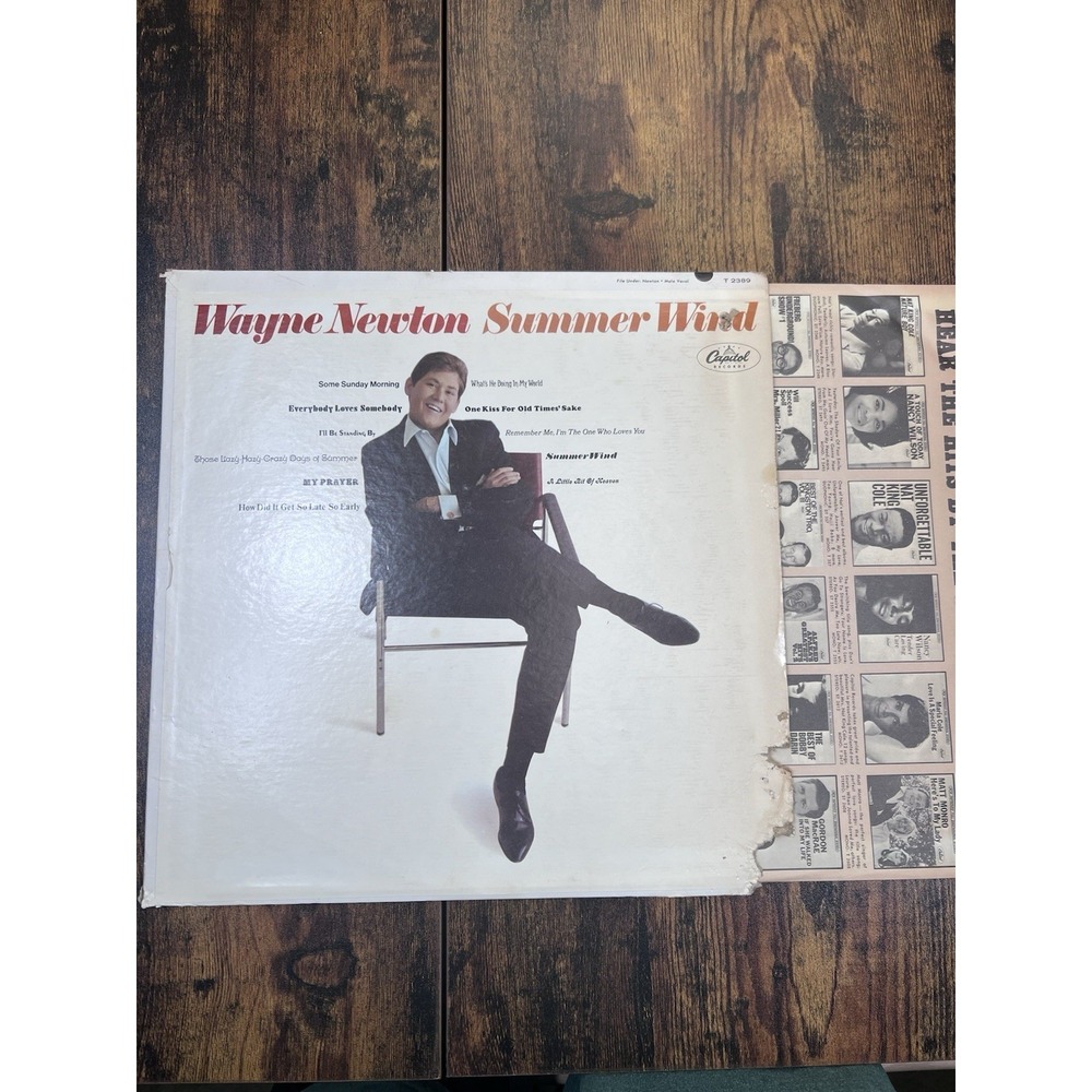 Wayne Newton Summer Wind Vinyl Album, Capitol Records Vintage 33 RPM 12" LP